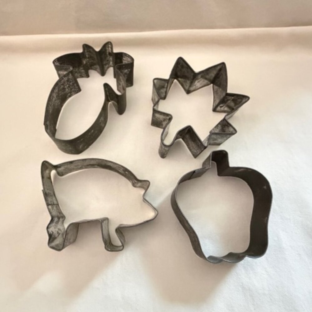 Set Four Vintage Metal Cookie Cutters